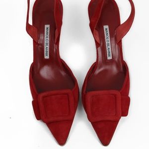 Manolo Blahnik Maysli Red Slingbacks